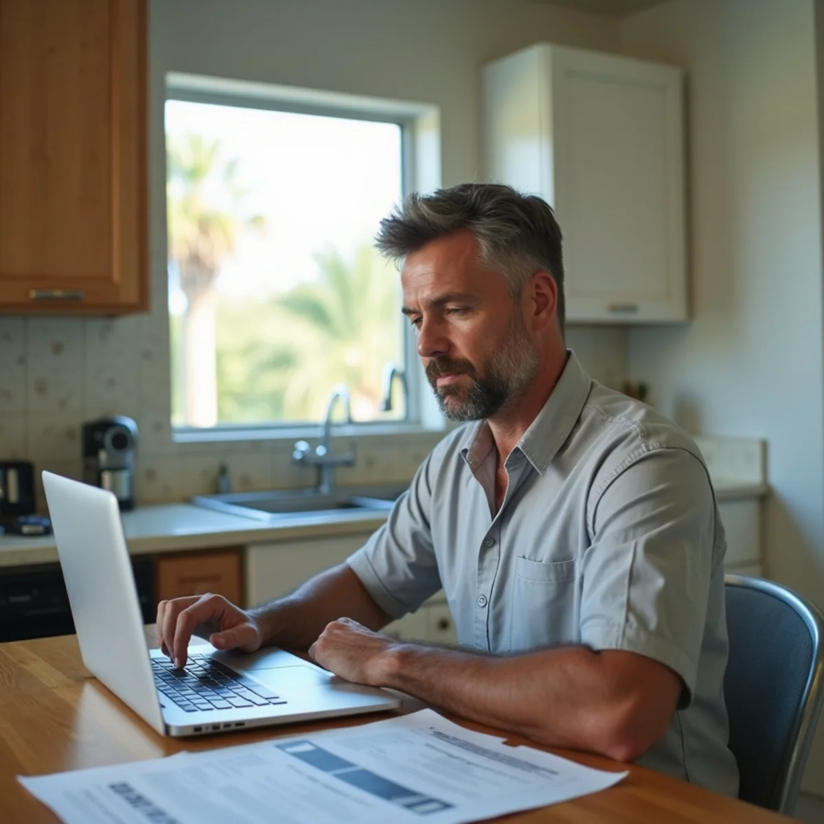Homeowner reviewing a Florida insurance policy for mold and water damage coverage