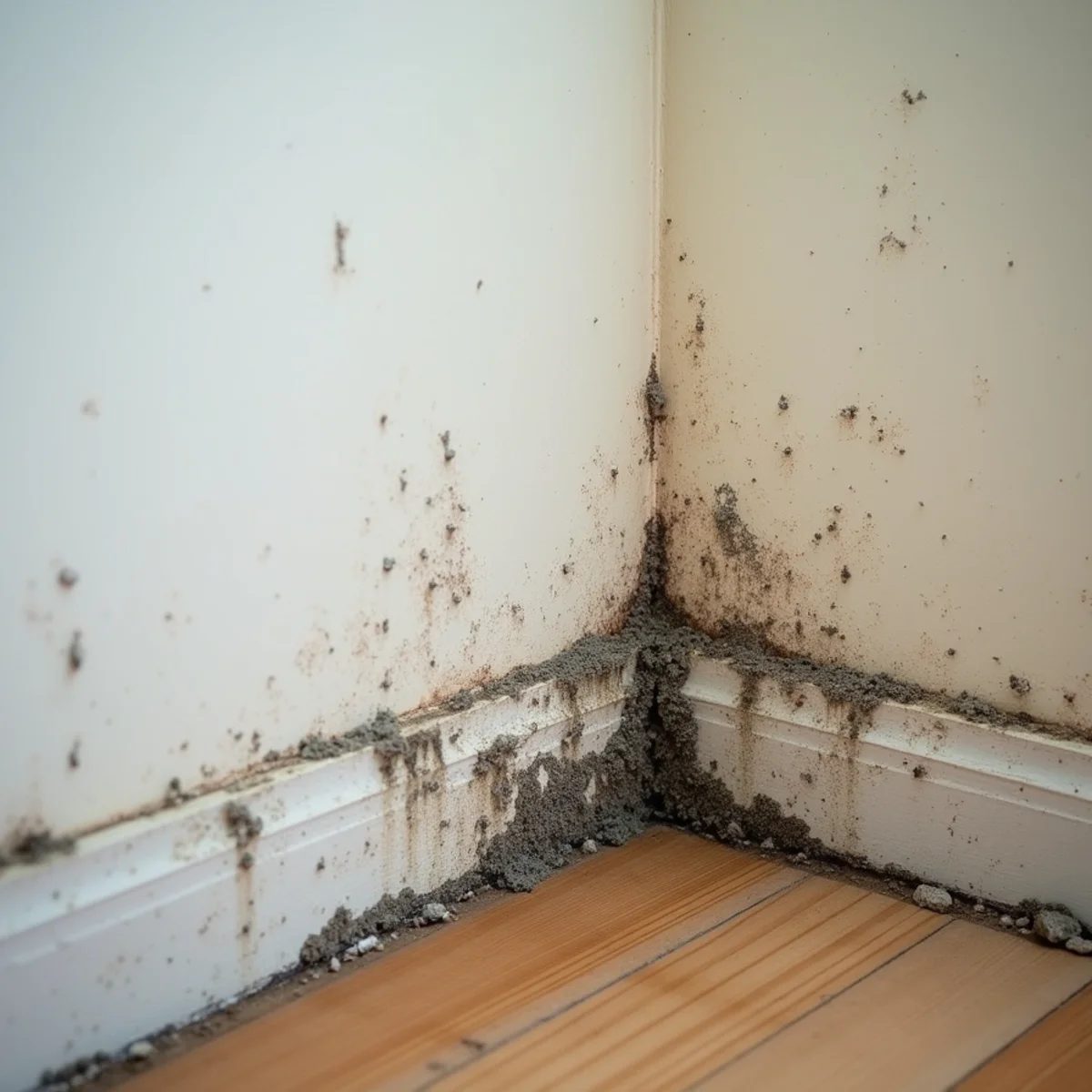Early mold growth beginning on wet drywall after water damage in Miami Beach