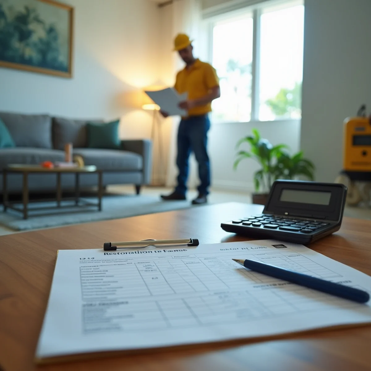 Technician using a moisture meter to assess water damage cost in a Miami home